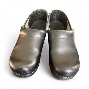 Dansko Black Leather Mules